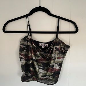 I.AM.GIA Military Green Camo Crop Top